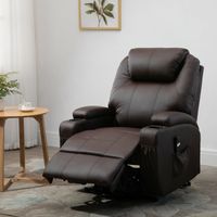 Sessel mit Aufstehhilfe Relaxsessel Kunstleder Metall Kaffee-Braun