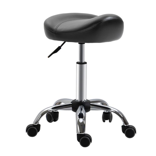 Rollhocker Höhenverstellbar Arbeitshocker mit Rädern für Massage Schwarz