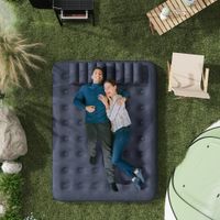 Luftbett, Luftmatratze mit Handpumpe, Kopfkissen, Blau, 203x152x22 cm