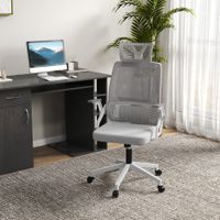 Bürostuhl Ergonomisch, Schreibtischstuhl mit Verstellbar Kopfstütze Mesh, Grau