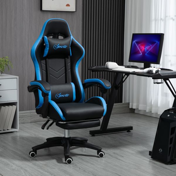 Gaming Stuhl Bürostuhl Computerstuhl mit Lendenkissen, Kopfstütze