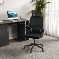 Bürostuhl Ergonomisch, Schreibtischstuhl mit Verstellbar Kopfstütze Mesh Schwarz