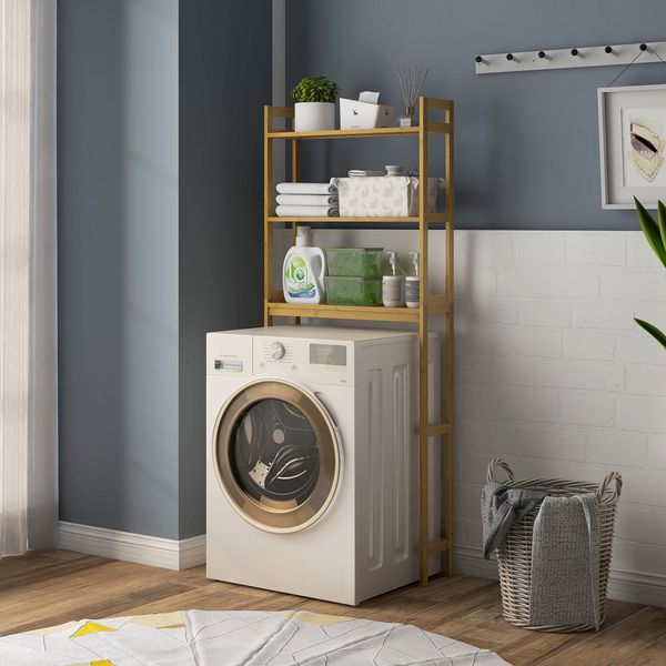 Toilettenregal 3-stöckiges Badregal Standregal mit Kippschutz, Bambus