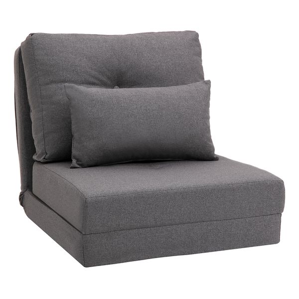 HOMCOM Bodensessel 2-in-1 Klappmatratze mit verstellbarer Rückenlehne, Metall