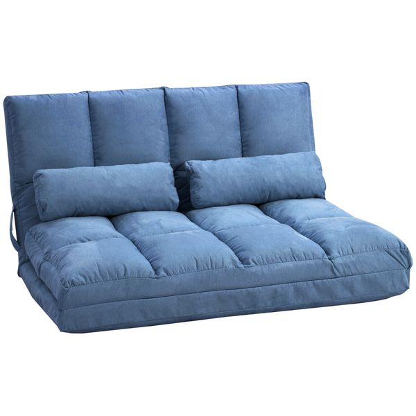 Bodenstuhl 2-in-1 Bodensessel Bett mit Rückenlehne Verstellbar Blau