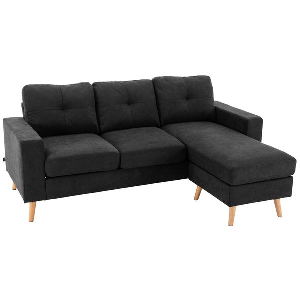 Ecksofa Eckcouch in L-Form, Eckgarnitur in Leinenoptik Couchgarnitur
