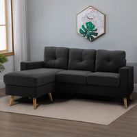 Ecksofa Eckcouch in L-Form, Eckgarnitur in Leinenoptik Couchgarnitur