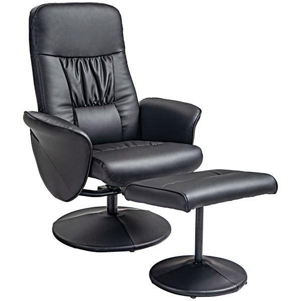Relaxsessel mit Hocker, Fernsehsessel TV Sessel mit Liegefunktion Schwarz