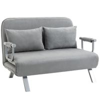 Schlafsofa Zweisitzer mit Bettfunktion, Einzelbett mit Kissen, Samt