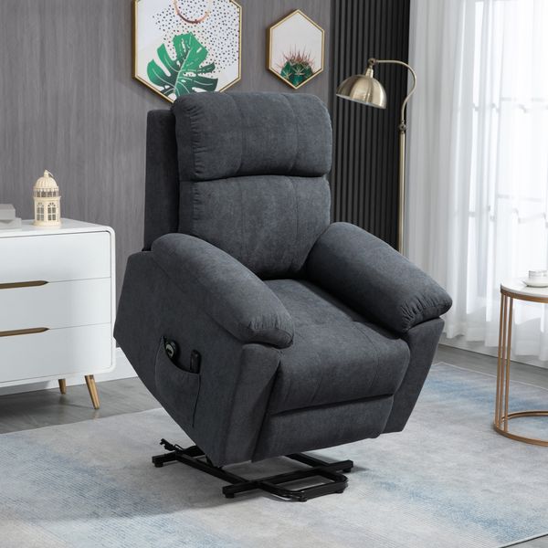 Sessel mit Aufstehhilfe, Relaxsessel, Massagesessel mit Seitentasche