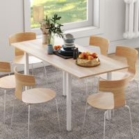 Esstisch erweiterbarer Küchentisch Esszimmertisch für 6 Personen, Stahl, Braun