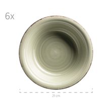 Teller tief 21,6 cm, 6-er Set, OLIVGRÜN