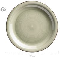 Teller flach 27 cm, 6-er Set, OLIVGRÜN