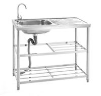 Mobiler Waschtisch Campingküche mit 2 Ablagen aus Edelstahl, ca. 100 x 50 x 80 cm