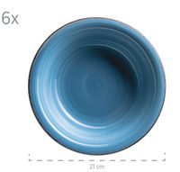 Teller tief 21,6 cm, 6-er Set, DUNKELBLAU