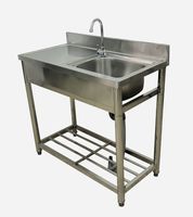 Mobiler Waschtisch Campingküche Spültisch aus Edelstahl, ca. 100 x 50 x 80 + 9,5 cm