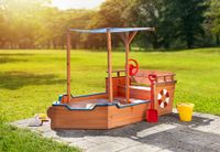 Sandkasten Schiffsoptik aus 100% massivem Tannenholz, ca.160cm x 78 cm x 100 cm