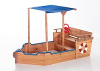 Sandkasten Schiffsoptik aus 100% massivem Tannenholz, ca.108 cm x 57 cm x 14 cm