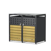 2er Mülltonnenverkleidung in Holzoptik, ca. 132 x 80 x 117,5 cm - Anthrazit