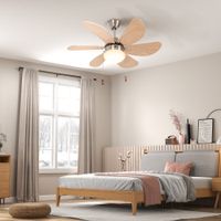 Deckenventilator mit Beleuchtung 16W LED Deckenlampe mit Ventilator Buche