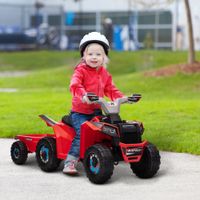 Kinderquad Kinder Elektro-Quad, 6V Elektroauto mit Anhänger Metall Rot