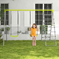Kinderschaukel-Set, Kletternetz, Sprossenleiter, für 3-8 Jahre, Grün