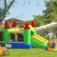 Aufblasbare Hüpfburg mit Gebläse, Outdoor Spielburg mit Rutsche Trampolin