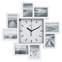Miraval Design Bilderrahmenuhr Wanduhr mit 8 Bilderrahmen zum Individualisieren 350 mm lautlos