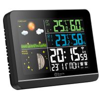 Funk-Wetterstation mit Farbdisplay Außensensor Schimmelwarner Hygrometer Barometer Datumsanzeige