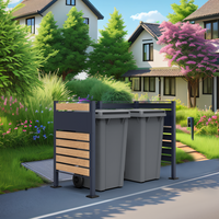 XL Mülltonnenverkleidung für 2 Mülltonnen in Holzoptik, ca. 325 x 120 x 5 cm - Anthrazit/Holzoptik