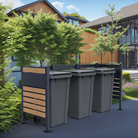 XL Mülltonnenverkleidung für 3 Mülltonnen in Holzoptik, ca. 405 x 120 x 5 cm - Anthrazit/Holzoptik