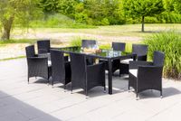 17tlg. Dining-Set VERA aus Polyrattan mit Glastisch inkl. Polsterauflagen