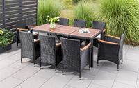 17tlg. Dining-Set VERA aus Polyrattan mit Holztisch inkl. Polsterauflagen