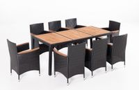 17tlg. Dining-Set VERA aus Polyrattan mit Holztisch inkl. Polsterauflagen