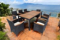 17tlg. Dining-Set VERA aus Polyrattan mit Holztisch inkl. Polsterauflagen