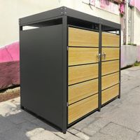 2er Mülltonnenverkleidung mit 2 Türen in Holzoptik, ca. 133 x 80 x 124 cm - Anthrazit/Holzoptik