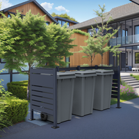 XL Mülltonnenverkleidung für 3 Mülltonnen aus Edelstahl, ca. 405 x 120 x 5 cm - Anthrazit
