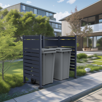 XXL Mülltonnenverkleidung für 2 Mülltonnen aus Edelstahl, ca. 325 x 150 x 5 cm - Anthrazit