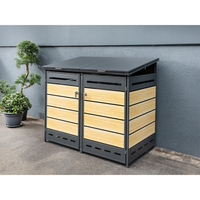 2er Mülltonnenverkleidung MÜLO in Holzoptik, ca. 142 x 85 x 130,5 cm - Anthrazit