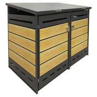 2er Mülltonnenverkleidung MÜLO in Holzoptik, ca. 142 x 85 x 130,5 cm - Anthrazit