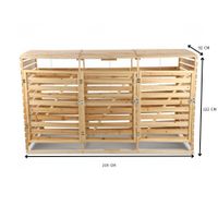3er Mülltonnenbox lackiert aus Holz, wasserfest, ca. 219 x 92 x 122 cm - Hellbraun