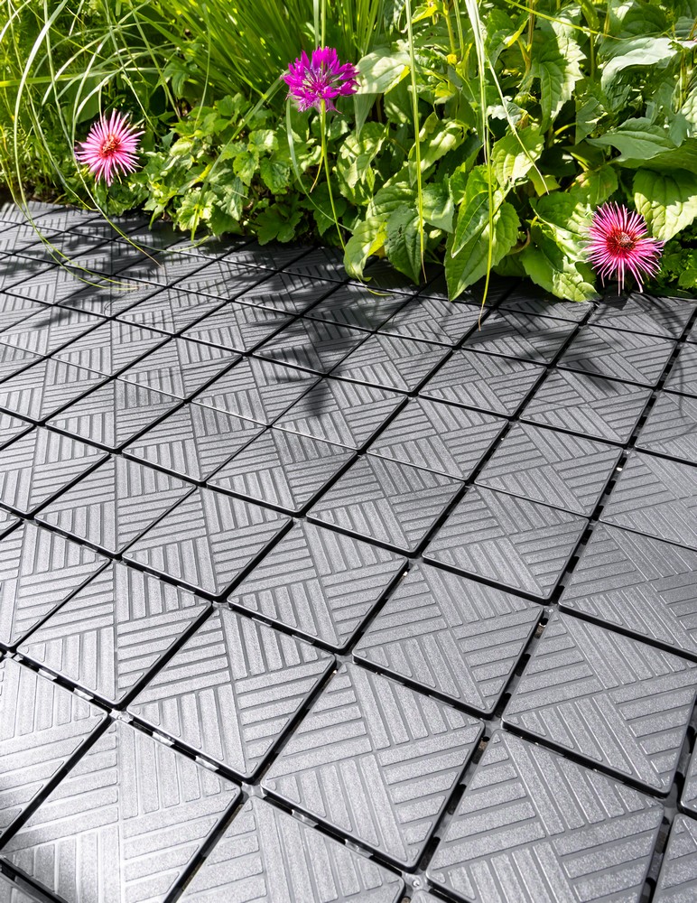 Universal-Bodenplatten aus Kunststoff, ca. 40 x 40 x 2 cm, 14er-Set - Schwarz / Braun / Grau