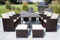 27tlg. Polyrattan-Sitzgruppe CUBE 4+6 mit platzsparendem Würfelsystem - Braun