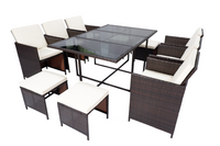 27tlg. Polyrattan-Sitzgruppe CUBE 4+6 mit platzsparendem Würfelsystem - Braun