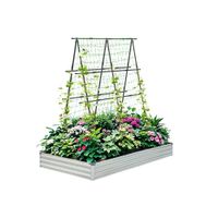 Stabiles Hochbeet mit A-Rahmen-Rankgitter, ca. 120 x 90 x 30 cm - Schwarz