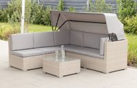 Modulares, 14-teiliges Gartenlounge Set Loungegarnitur mit Überdachung - Grau