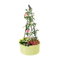Design-Pflanzkübel mit Rankpyramide & Dekovogel, ca. ⌀ 60 x 30 cm - Weiß