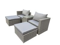 11-tlg. Multifunktionslounge mit Auflagen aus Rattan - Grau