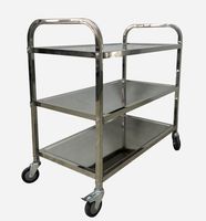 Servierwagen mit 3 Böden & 4 Rollen aus Edelstahl, ca. 95 x 50 x 95 cm