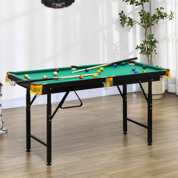 SPORTNOW Billardtisch 4,6ft klappbar 140 x 63 x 55-75cm Tischbillard mit Zubehör